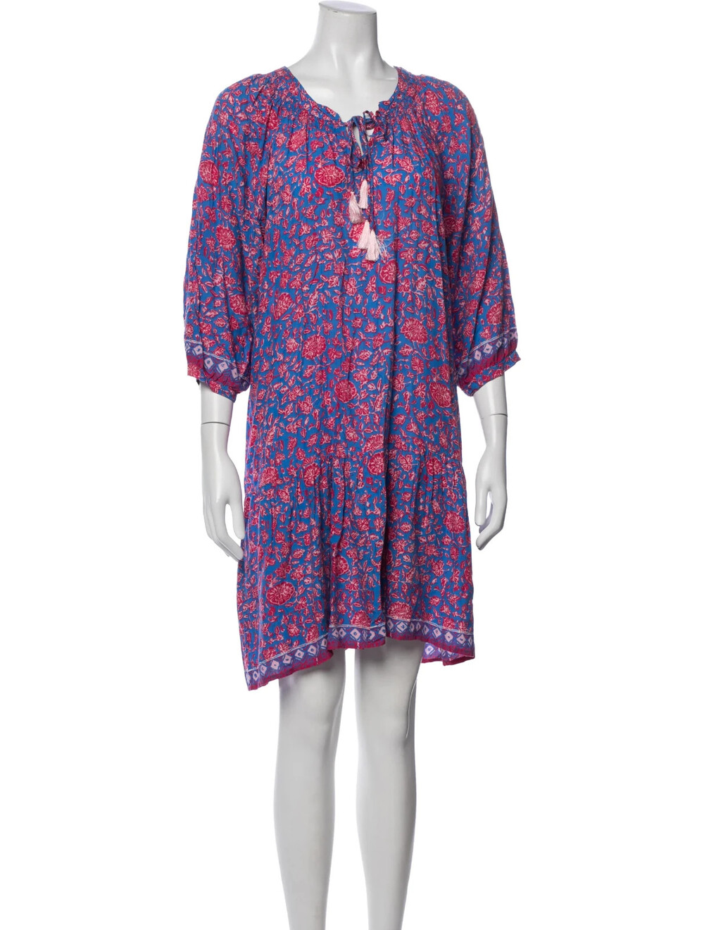 Natalie Martin Floral Mini Dress Bloom Print Persian Blue Rosso Plumcot Boho Tie